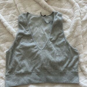 Garage Light Gray V-Neck Tank Top crop